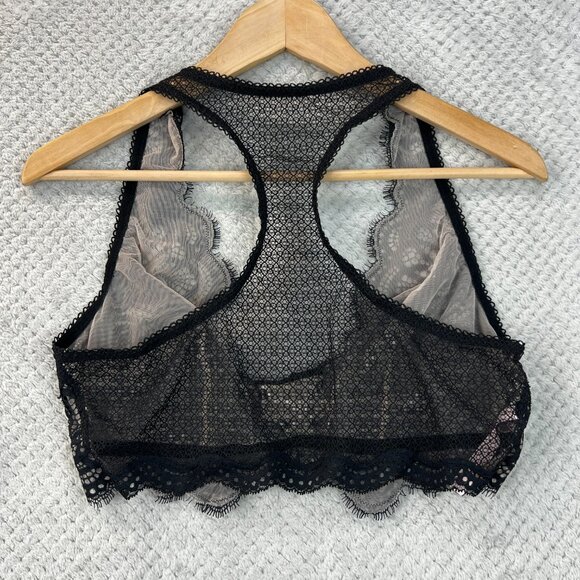 Victoria Secret Plunge Halter Bralette Sheer Lace Scalloped Edges Racerback Lg - Picture 3 of 9